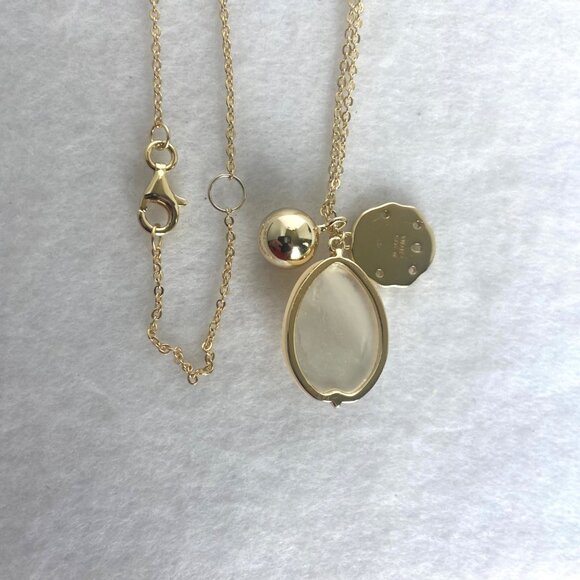 Gold Vermeil Sterling Silver 925 Pearl Gemstone Sanddollar Pendant Necklace 18" - Picture 15 of 16